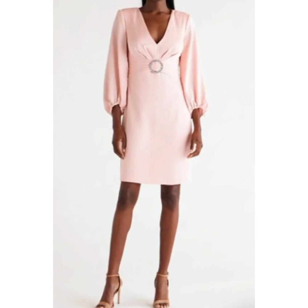 Vince Camuto Dress Women Size 4 Pink Belt Rhinestones Church Career Wedding READ